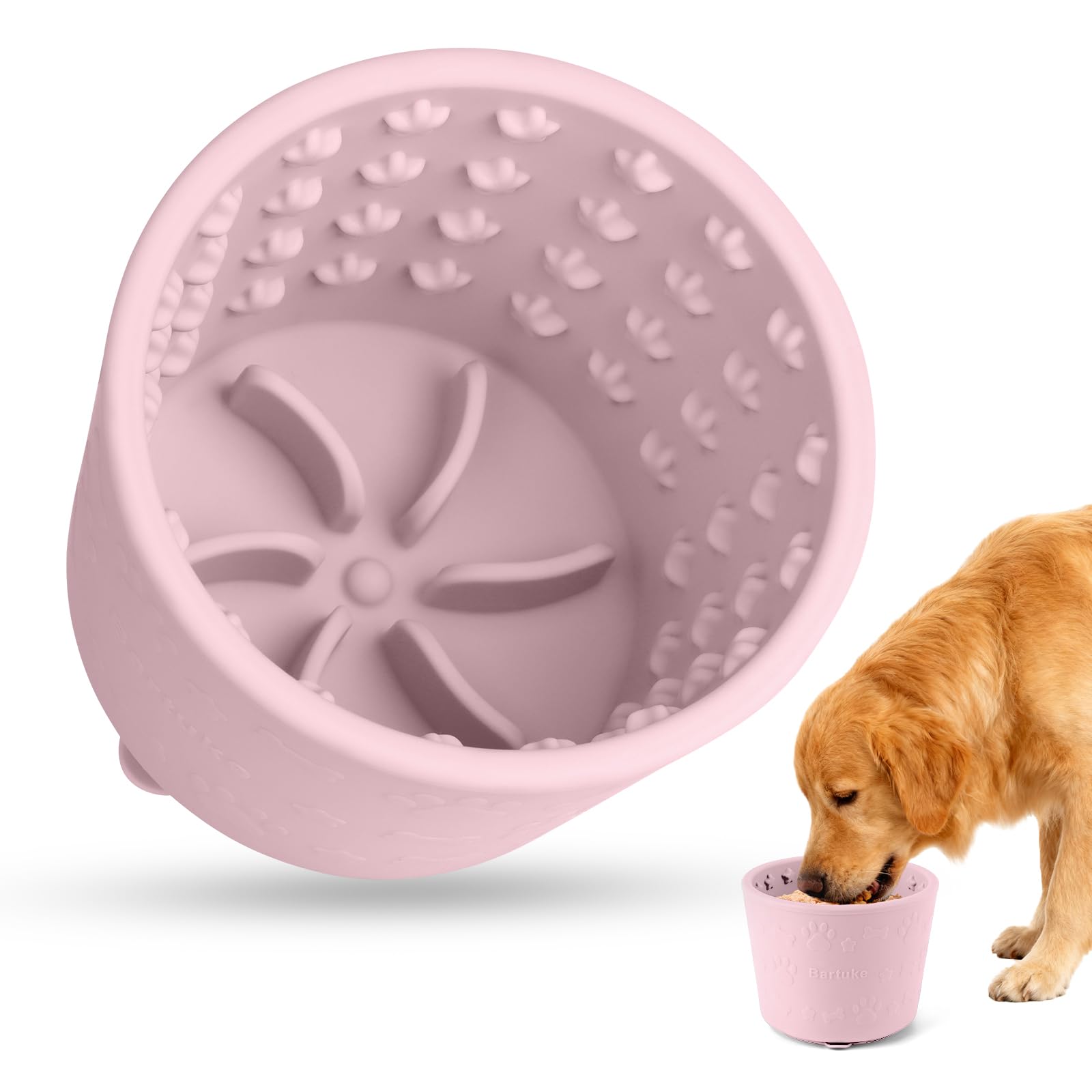 Bartuke Silicone Deep Slow Feeder Dog Bowls, Dog Licking Bowl with Suction Cups for Liquid Treat to Anxiety Relief, Elevated Pet Feeding Bowl, Dishwasher Safe (Pink) — image 1