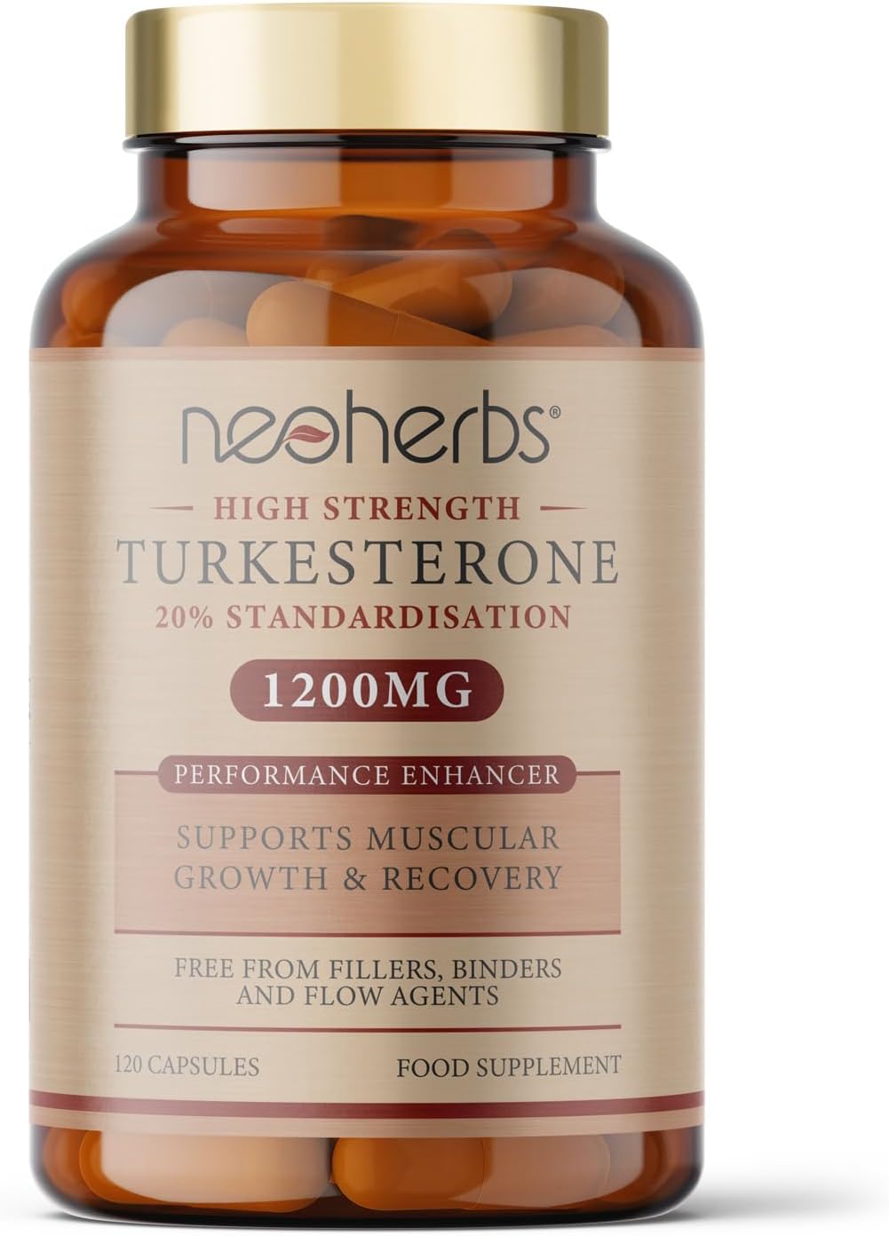 Turkesterone Supplement - 120 Capsules - High Strength - Muscle Growth & Recovery - Naturally Ajuga Turkestanica Extract - UK Made - GMP - Vegan - No Additives