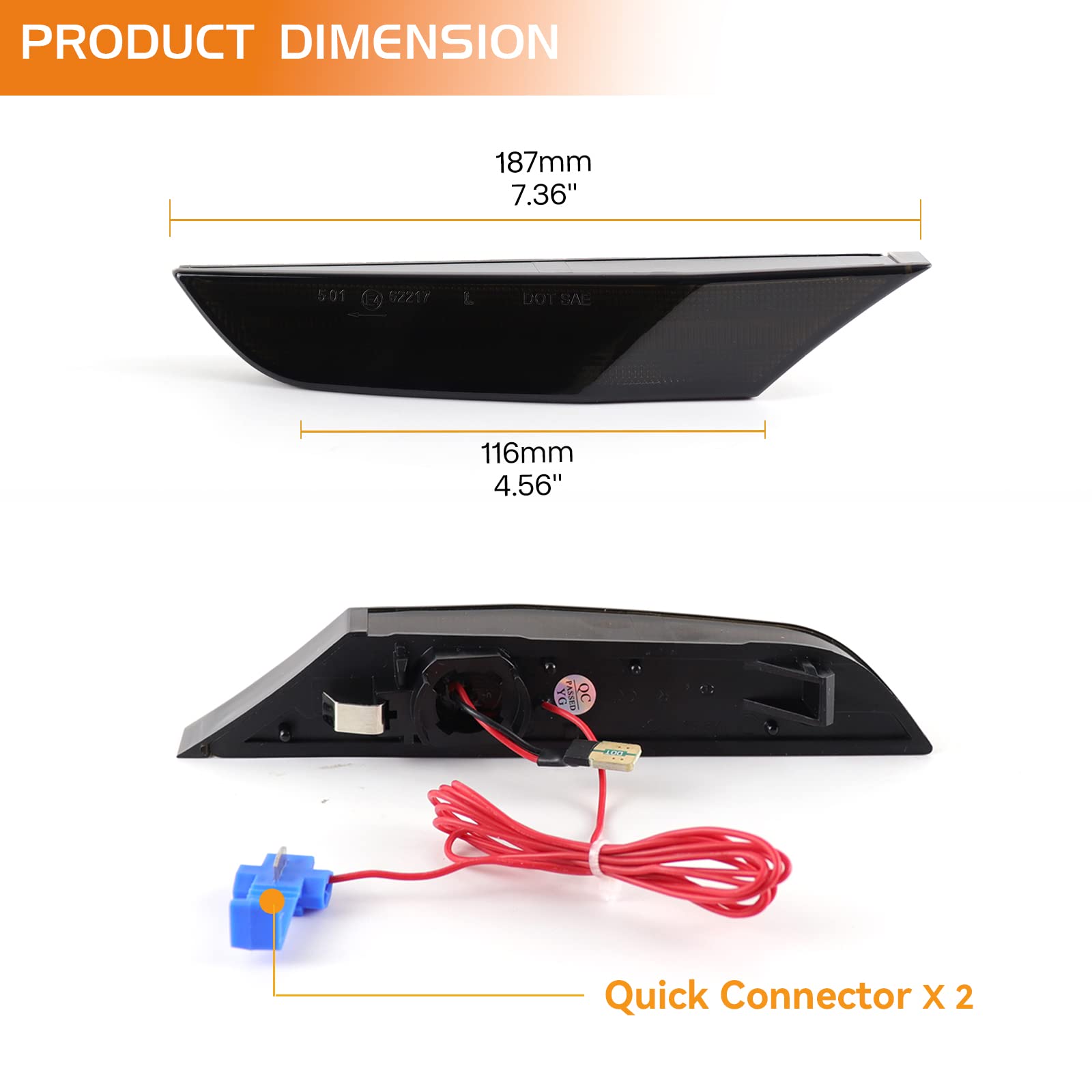 Switchback Ámbar Blanco LED Luces de posición laterales para Infiniti G35 Base X Sport Journey Lente ahumada Parachoques delantero Secuencial Ámbar Intermitentes Blanco Luz de posición