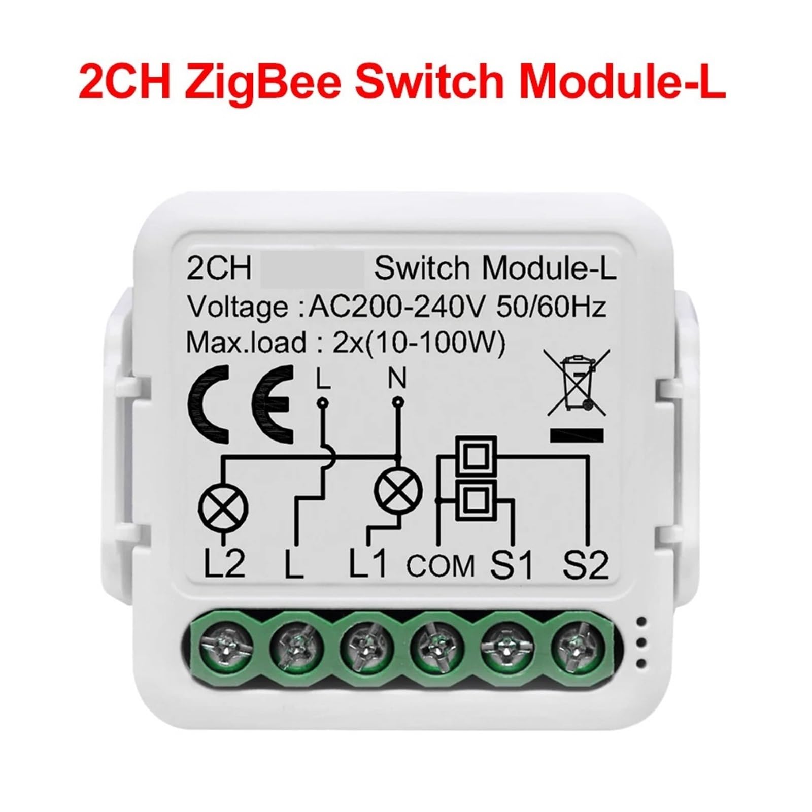 Módulo De Interruptor De Luz Inteligente 3.0 No Requiere Cable Neutro Funciona Con Alexa Compatible Con Google Home Control Bidireccional(2 Gang)