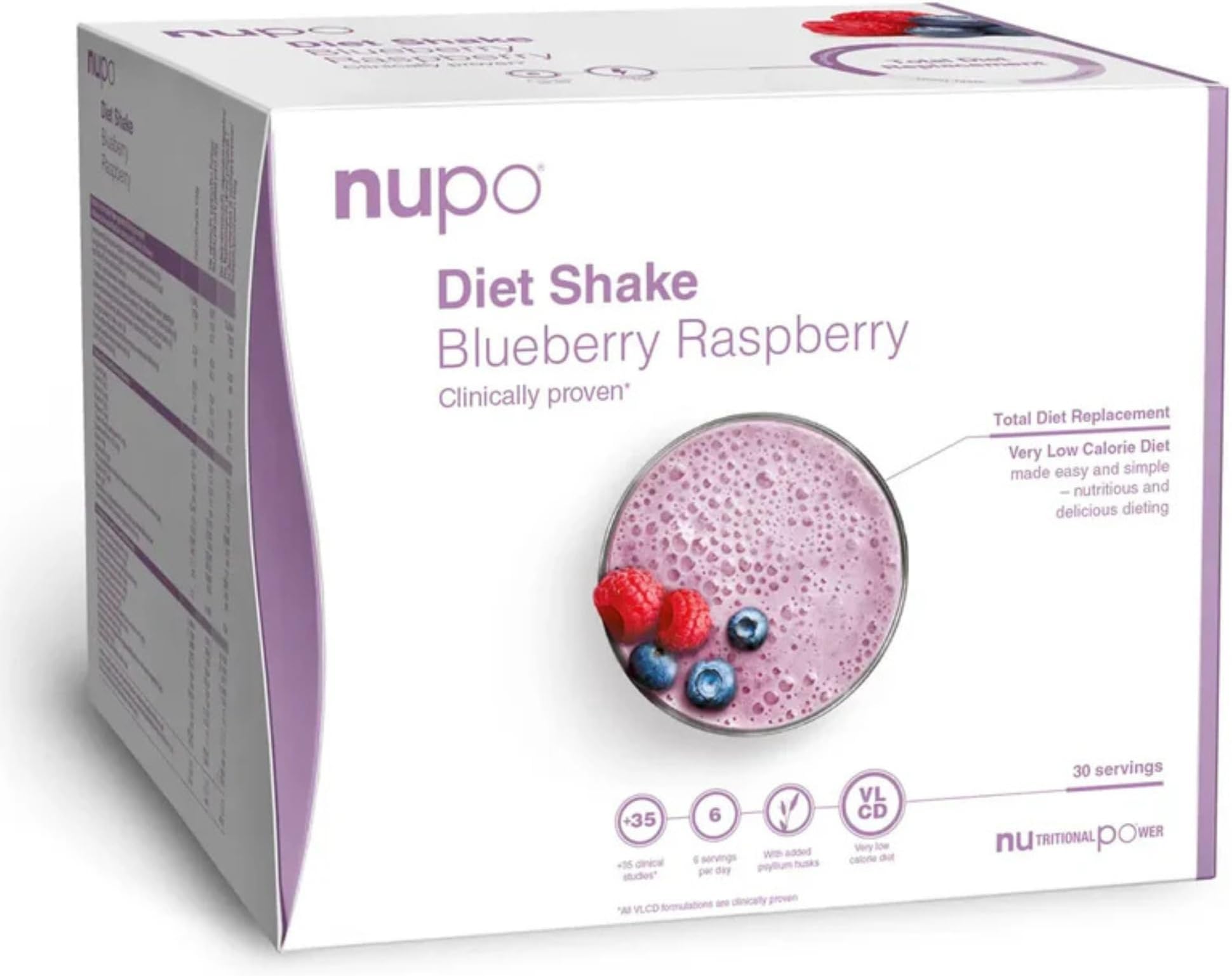 Nupo Diet Shake Blueberry Raspberry Premium diet shake for weight loss, complete meal replacement for weight loss, 30 servings, gluten free, GMO-free