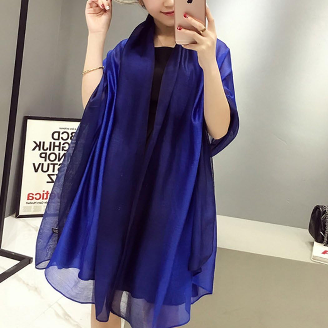 Cotton Silk Scarf Elegant Soft Wraps Color Shade Scarves for Women - Image 7
