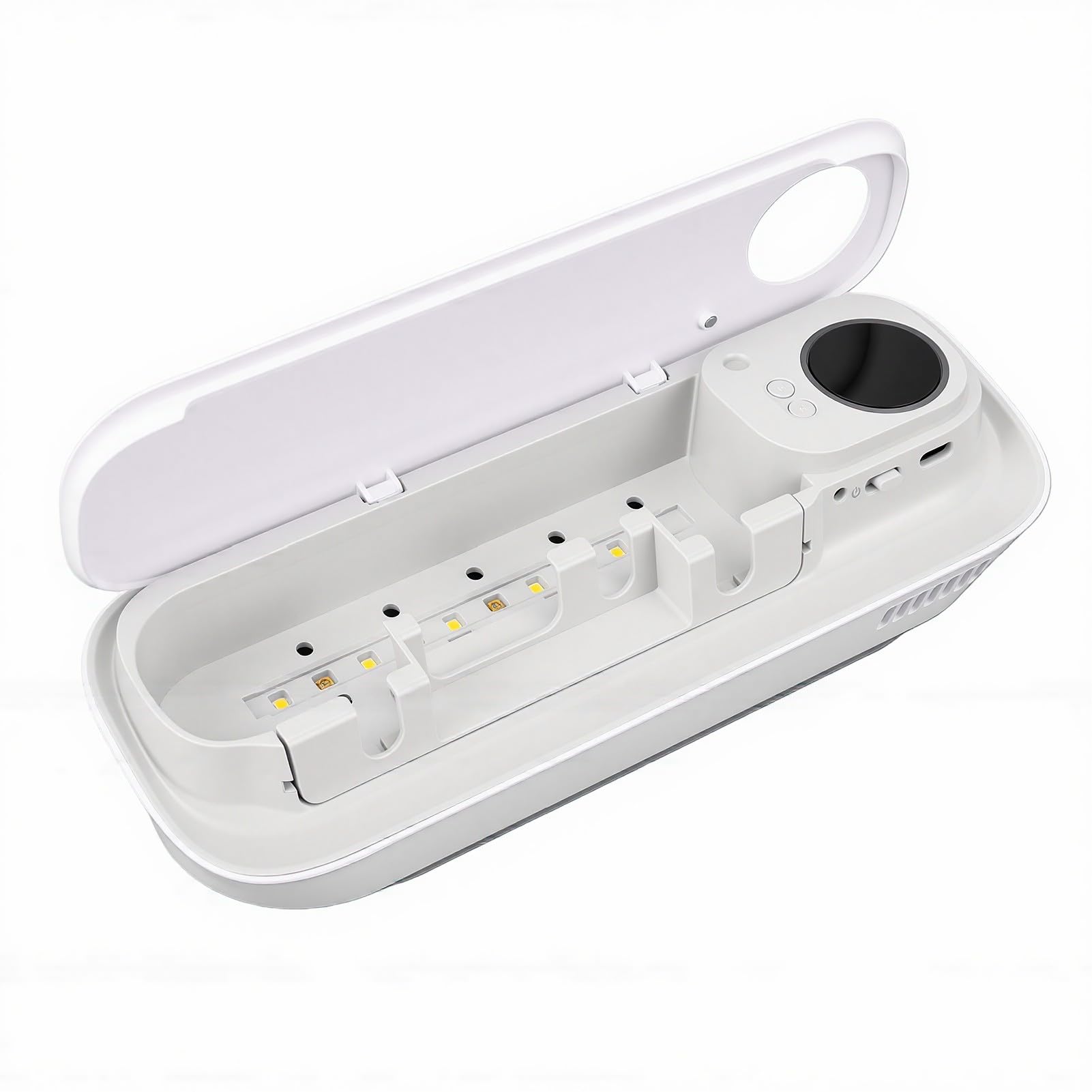 Cuifati Detergente per Spazzolini Intelligente, Disinfettante UV a Parete Efficiente Al 99,9%, Detergente per Spazzolini Ricaricabile a 5 Slot con Timer per il Bagno