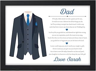 Personalised Father of the Bride Thank You Poem - Wedding Day Gifts for Dad, Daddy, Grandad, Step Dad - Thank You Presents for Brides Father - Dad Wedding Keepsake Poem Gifts