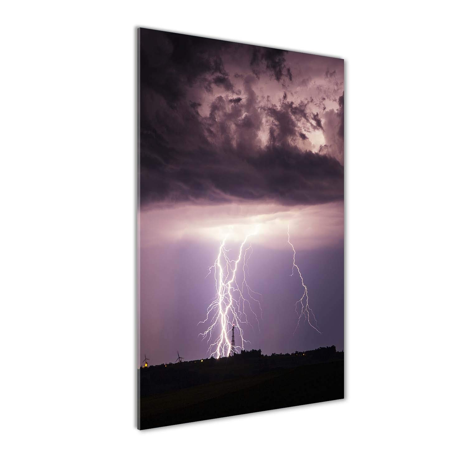 Impression sur verre panoramique paysage orage violet éclatant 60x120
