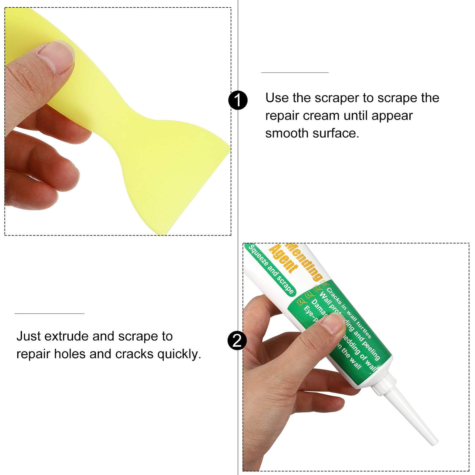 Kit Riparazione Pareti Verde 2 Set, Stucco per Crepe e Buchi | Spatola Inclusa, Pasta Plastica Riutilizzabile, per Superfici Spelate e Ritocchi Rapidi