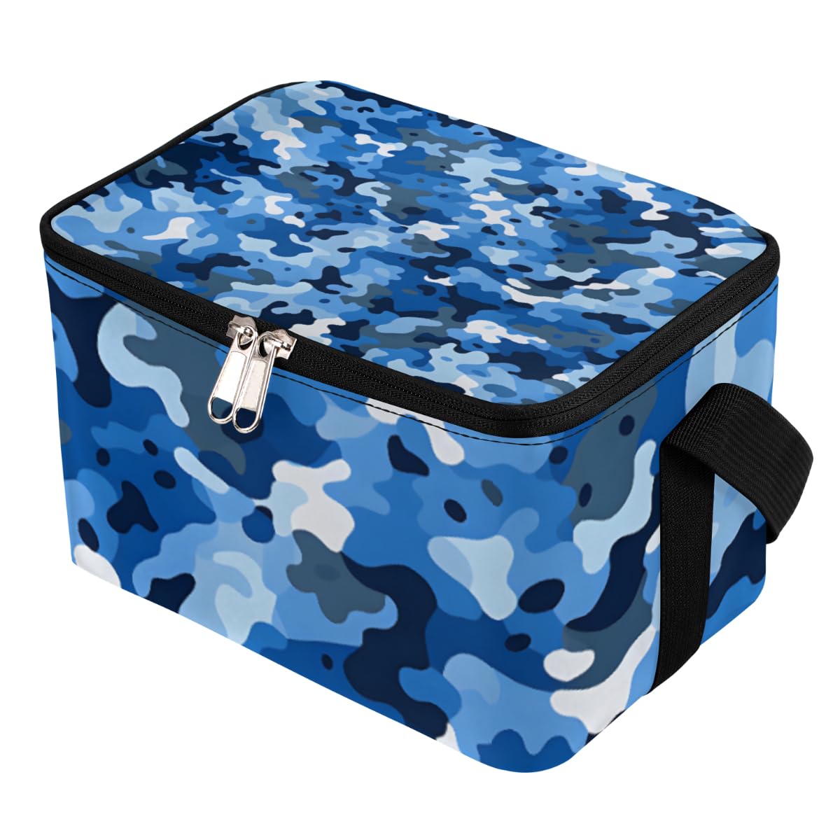 GzLeyigou Lunch Bags for Women Men 9 Cans,Camouflage Blue Hot & Cold Food Delivery Bag Insulated Grocery Bag Insulated Lunch Box Abstract Camo Skin Cooler Bag for Office Work Picnic Beach