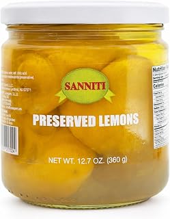 Sanniti Mini Preserved Lemons 12.7 oz - Authentic Beldi Lemons in Salt Brine for Moroccan Tagines, Hummus, Cocktails & Baking