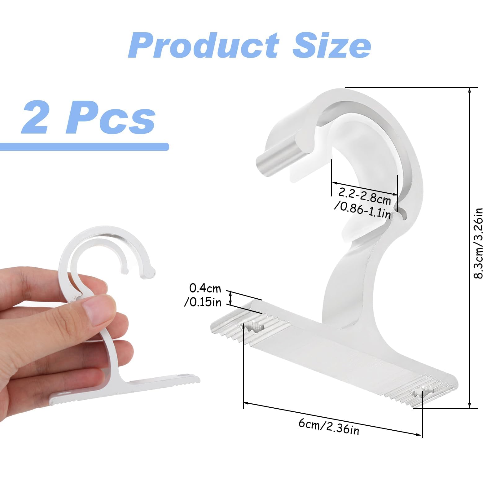 2 Staffe Per Tende Da Soffitto In Alluminio Robusto – Supporto Universale Con Viti E Clip Antiscivolo, Adatto Per Aste Domestiche E Esterne, Montaggio Facile