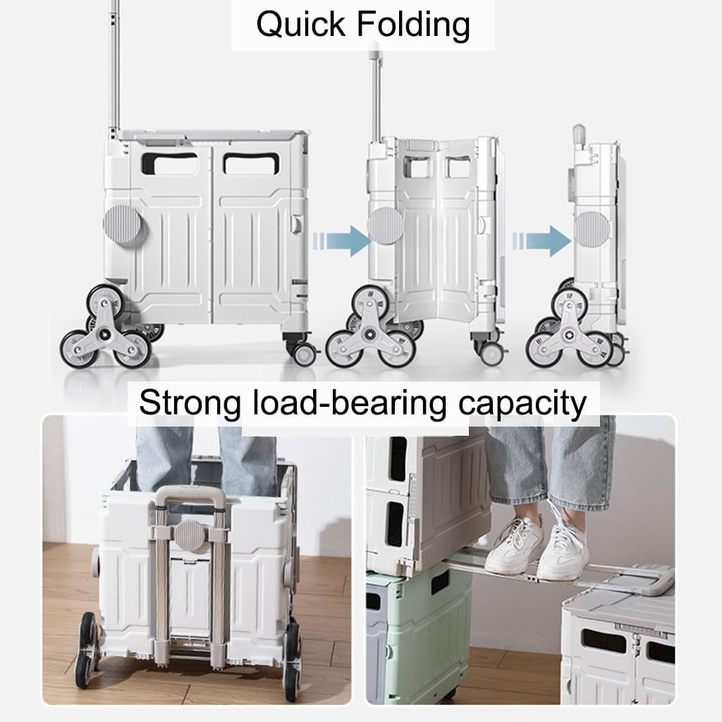 Foldable Shopping Cart with Swivel Wheels, Telescopic Handle - Ideal for Grocery, Office, Storage & Easy Transport - Lightweight, Durable, Compact Design