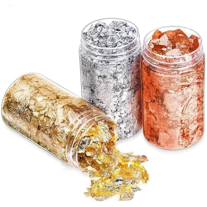A.S.K 18g 3 Bottle of Gold Leaf Flakes for Resin Art, Gilding, Home Decorations,Crafts Nails Art and DIYS etc.Each 6g in 1 Bottle (Gold,Silver,Copper | Rose Gold)-image-44