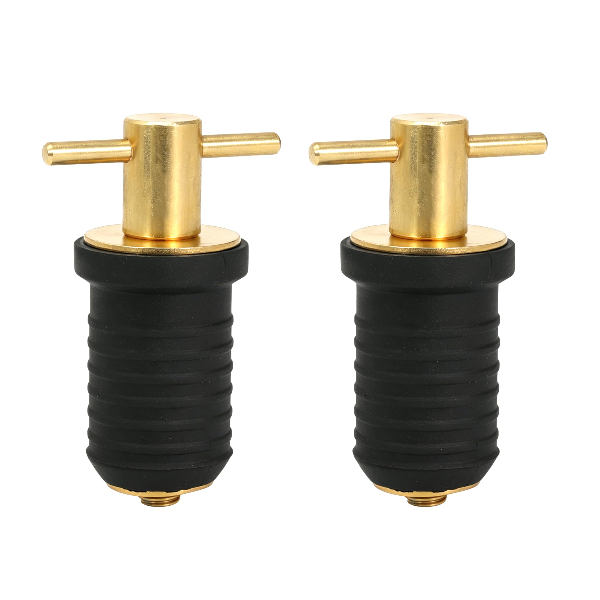 2 Pcs Boat Drain Plug with T Handle - Snap Rubber Plugs with Brass/Stainless Steel Handle - Marine Twist Accessories