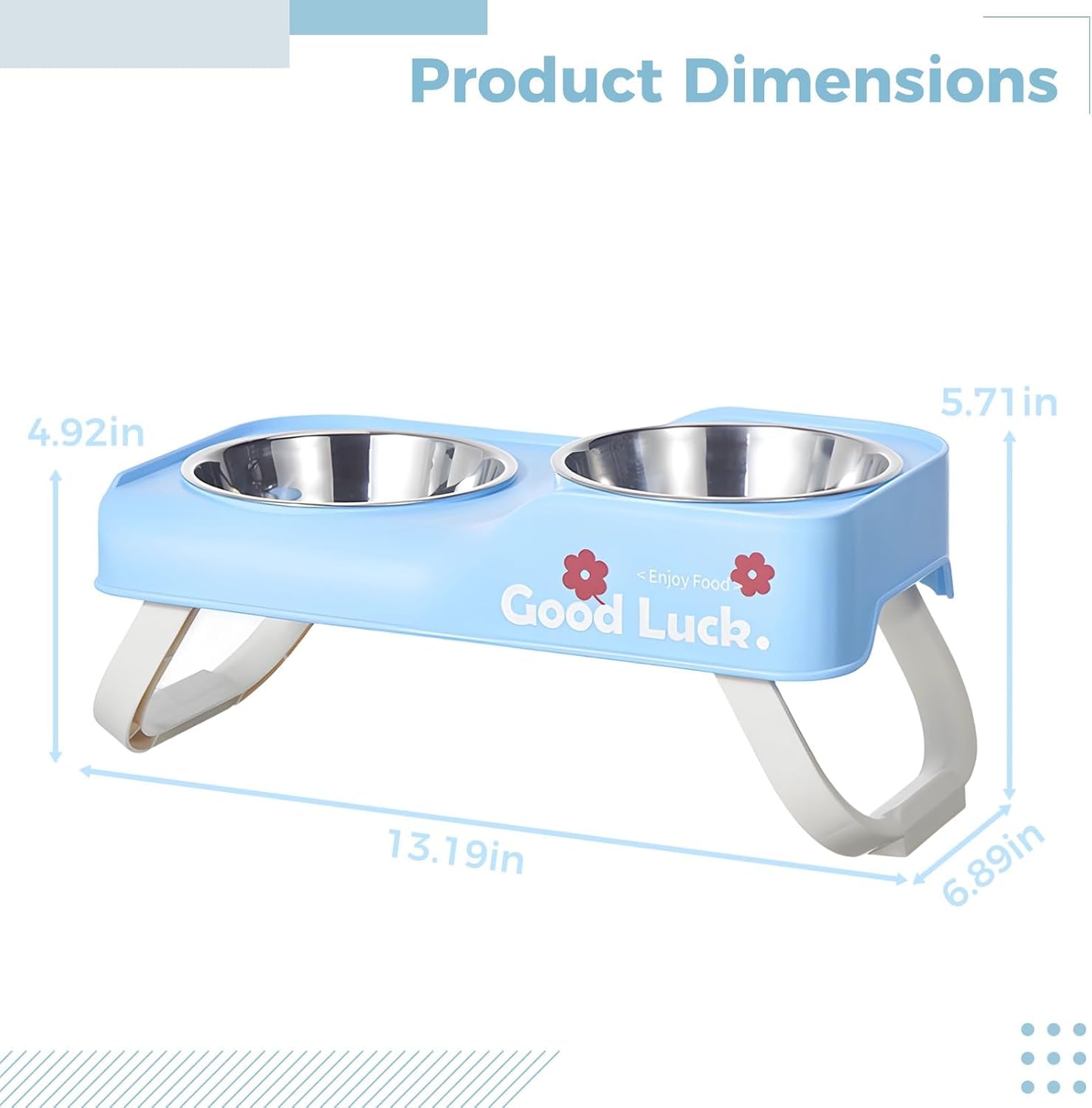 Gamelles surélevées Bleues for Chat, gamelles inclinées en Acier Inoxydable for soulager Les Moustaches, réglables sur 3 hauteurs, Double mangeoire surélevée Pliable, for Petits Chats et Chiens