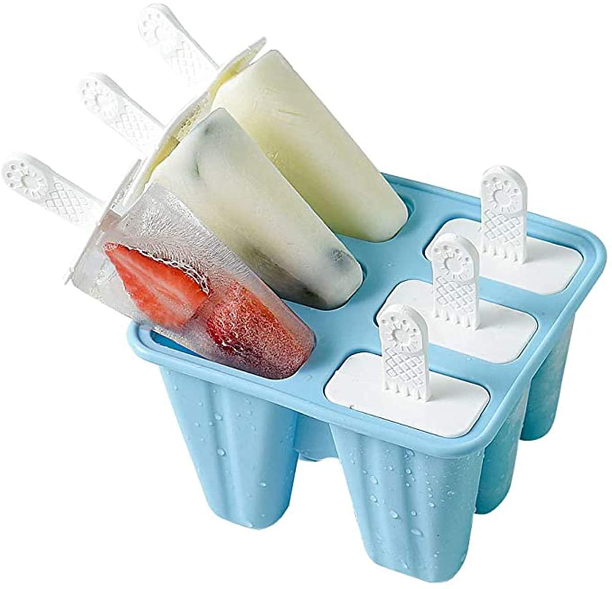 Popsicle Molds, Silicone Popsicle Molds Easy Release, Reusable BPA-free Popsicle Maker Ice Pop Molds, Dishwasher Safe, Ice Cream Molds for Kid Homemade DIY Set of 6