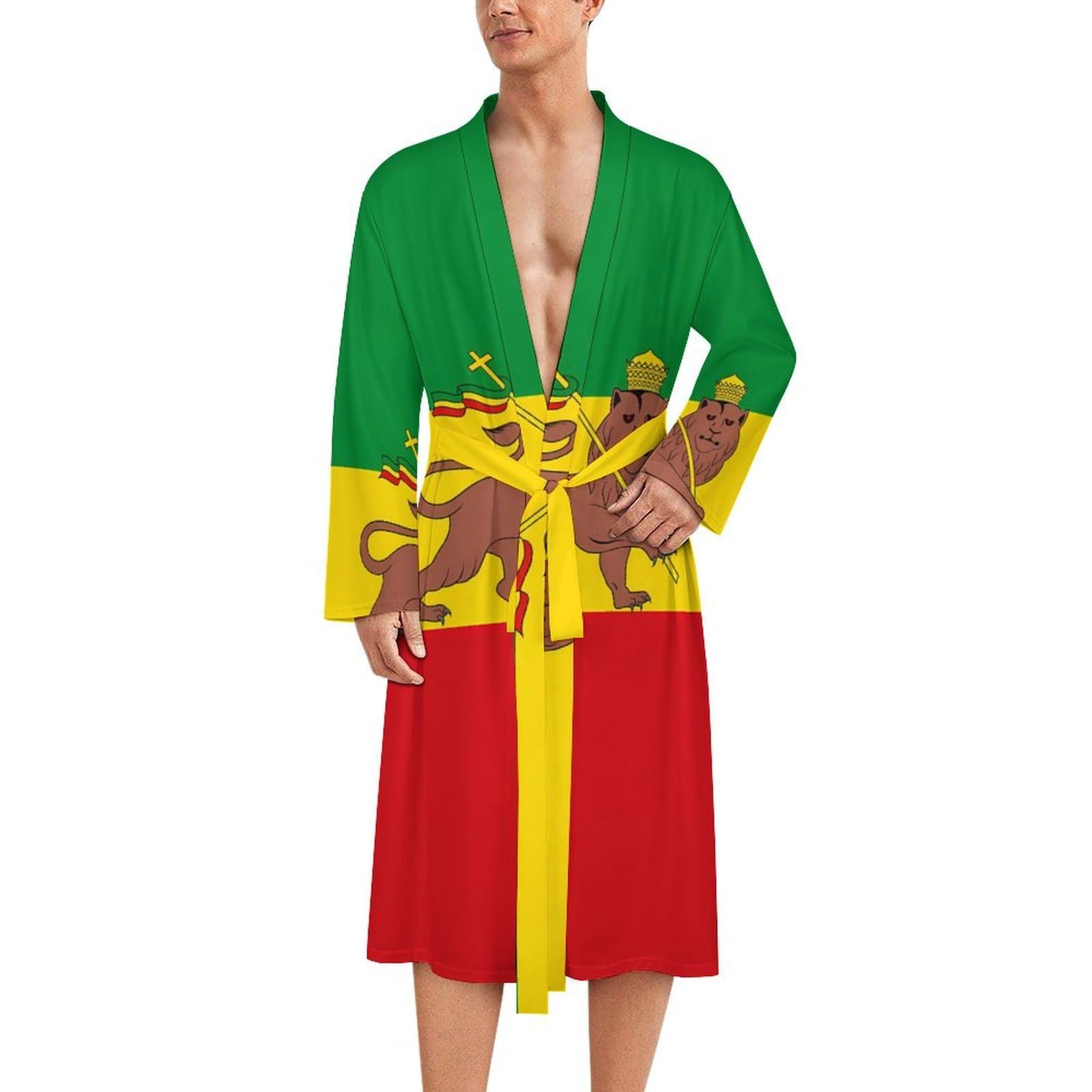 Albornoz de león rastafari de longitud media con diseño suave de playa 8