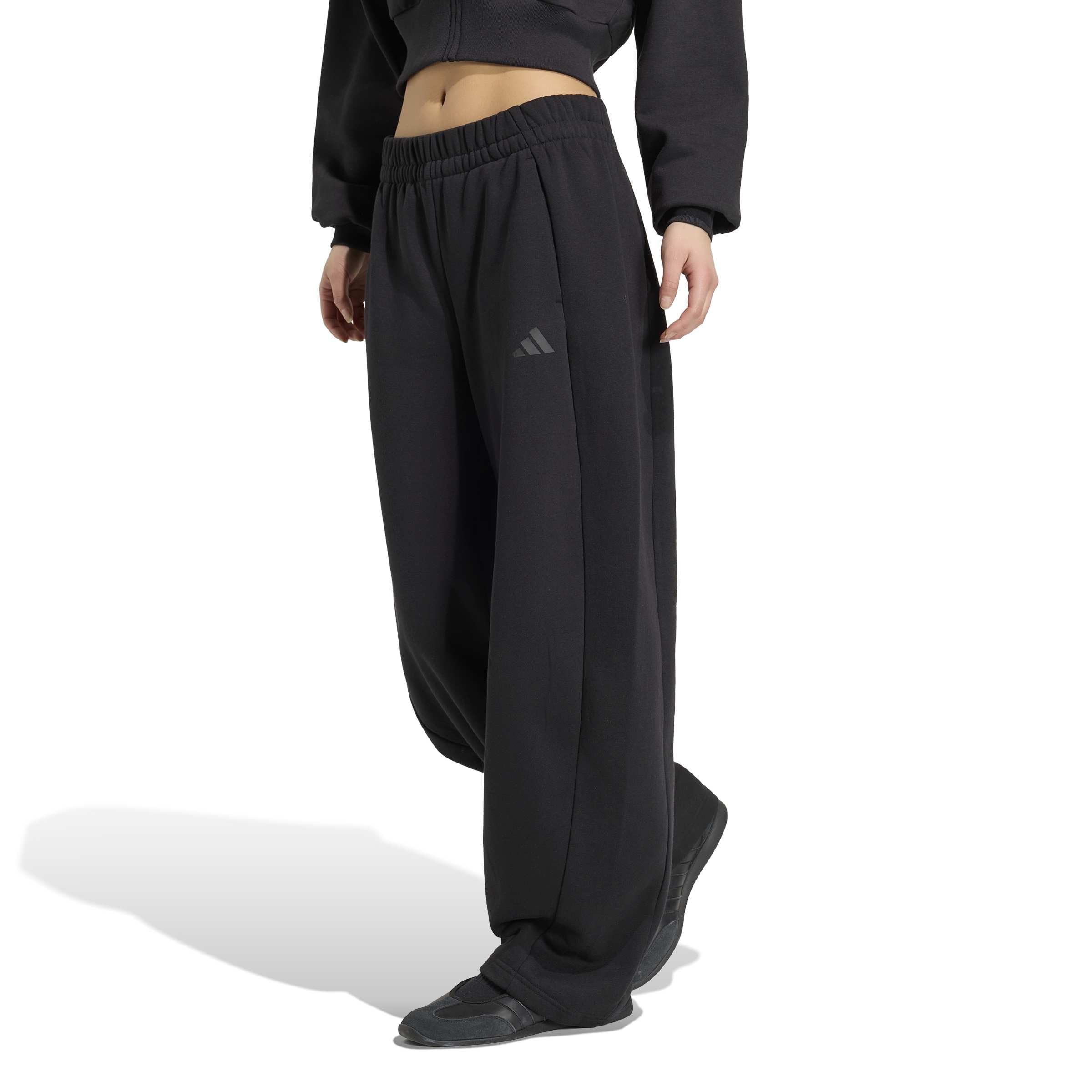 adidas Womens Essentials Contemporary Fleece Barrel Pants Casual - Black