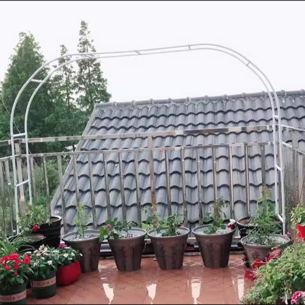 Łuk pergoli ogrodowej, metalowa kratka do roślin pnących, pergola zewnętrzna i łuk ślubny, wysokość 16 cm, czarny/biały/zielony, idealny na dziedziniec, ceremonię, trawnik i garaż