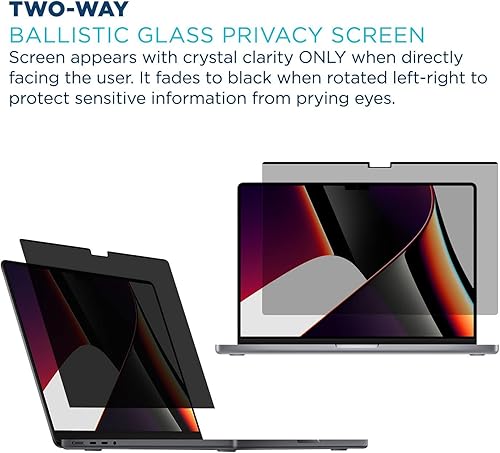 Miniatura 3 de Tech Armor Protector de pantalla magnético de privacidad diseñado para MacBook Pro Retina de 14 pulgadas 2021, fácil extracción de imán, 1 paquete