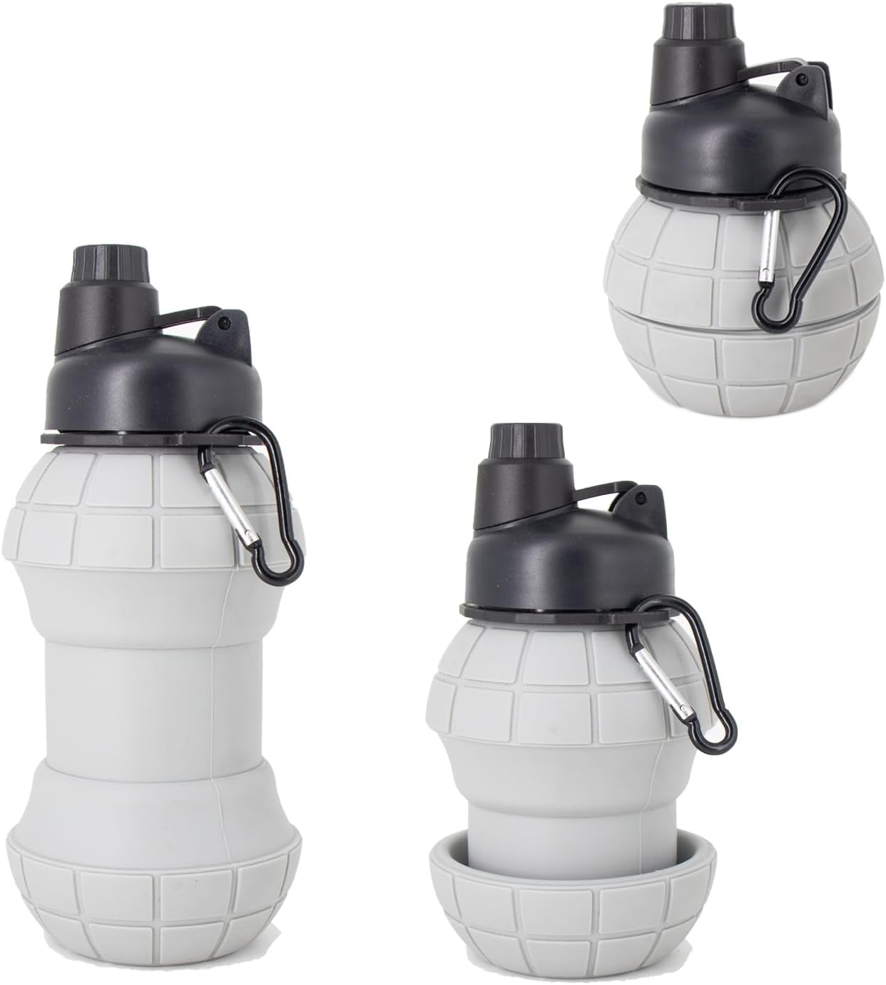 Sports Water Bottles, BPA-Free Plastic, 32 oz Capacity (Grey 2-piece set)