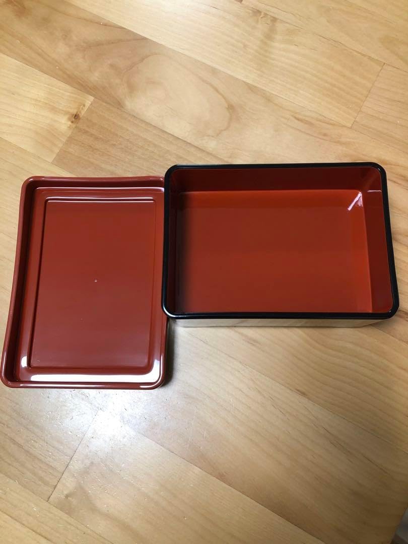 アンティーク品(明治)4段 若狭塗り ミニお重＆木箱のset アンティーク