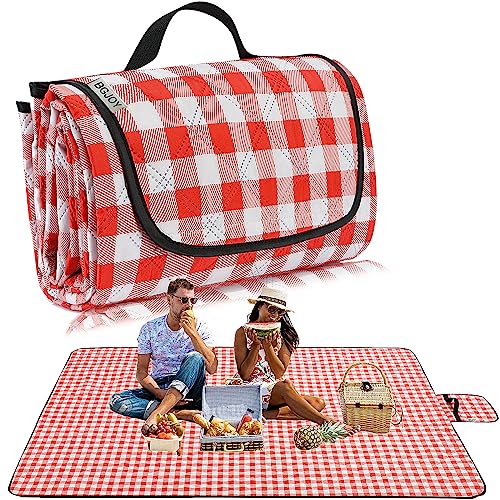 BGJOY Large Picnic Blanket Beach Blanket Waterproof Sandproof Outdoor Blanket Foldable Beach Mat Sandfree Handy Mat with Carry Strap Lightweight Beach Mat fit 2 to 4 Adults for Beach Grass Lawn Park