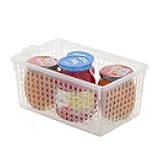 Plastic Storage Bin with Handle for Kitchen, Pantry, and Refrigerator Organization by Home Basics | Convenient Food Storage Organizer for Snacks, Food Items, Produce, and Pasta