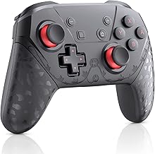 Wireless Switch Pro Controller with Wake-up, Switch Lite/OLED Gamepad Compatible Controller with Adjustable Turbo Vibration, Screenshot and Vibration Functions, Ergonomic Non-Slip (Black&Red)
