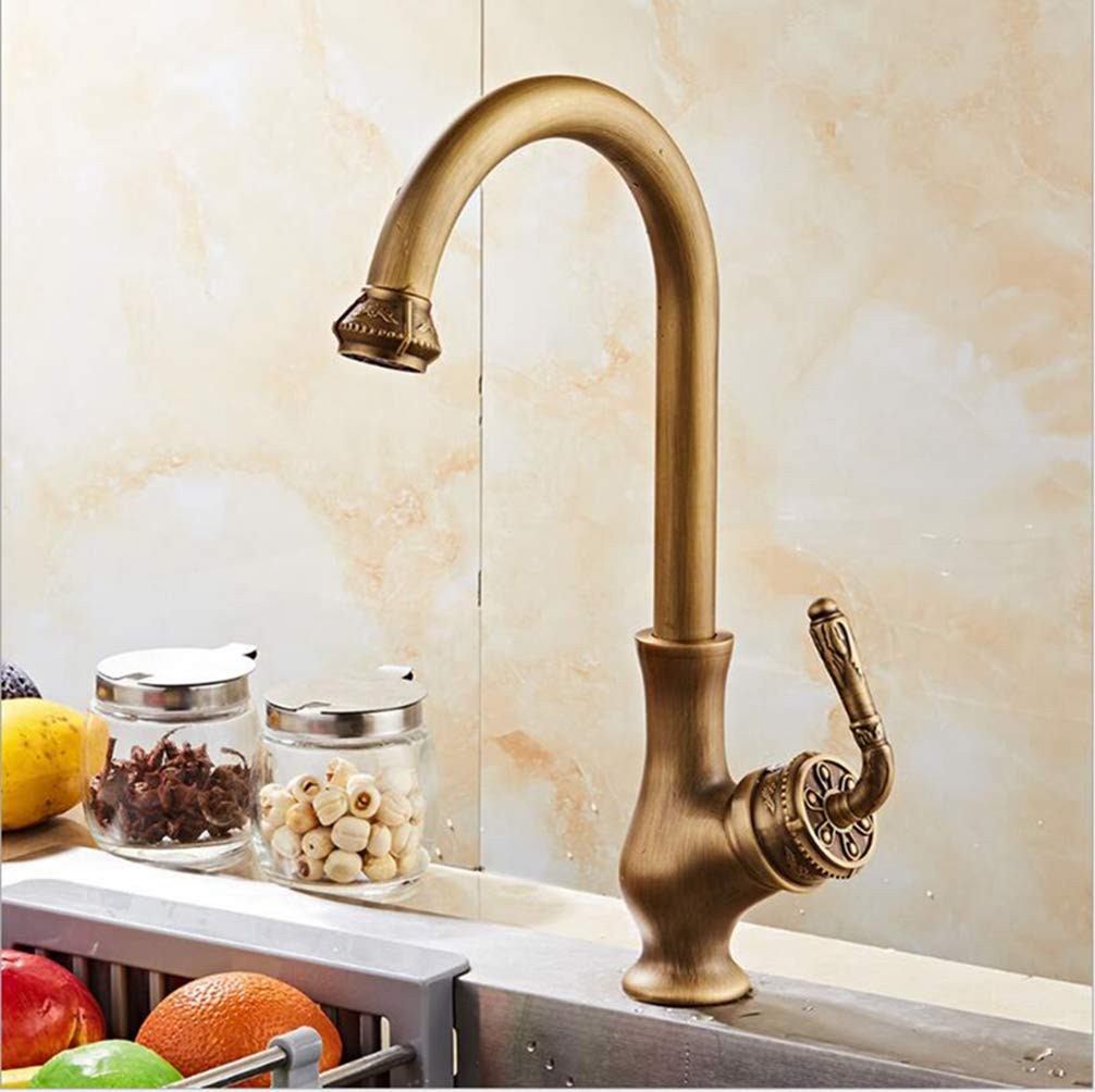 ZYCHSJXA Antique Kitchen Faucet Sink Torneira Cozinha Lavabo Bronze Brass Water Tap Mixer Faucet,Antique 5