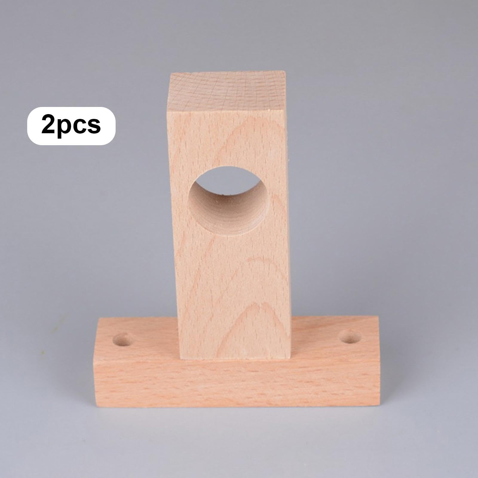 2 Staffe In Legno Massello Per Tende, Finitura Teak, Per Aste Fino A 3,8 Cm, Stile Classico