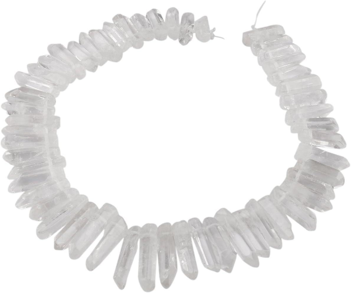 SUNYIK Natural Rock Quartz Crystal Points Quartz Polished Sticks Spikes Point Beads 15 inch Strand Drilled - Image 5