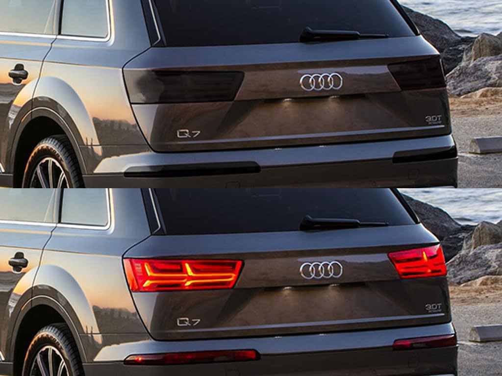 Rvinyl Tail Light Pre Cut Film Tint Cover Kit in Blackout Smoke Compatible with Audi Q7 2017-2019 - Adhesive Backs