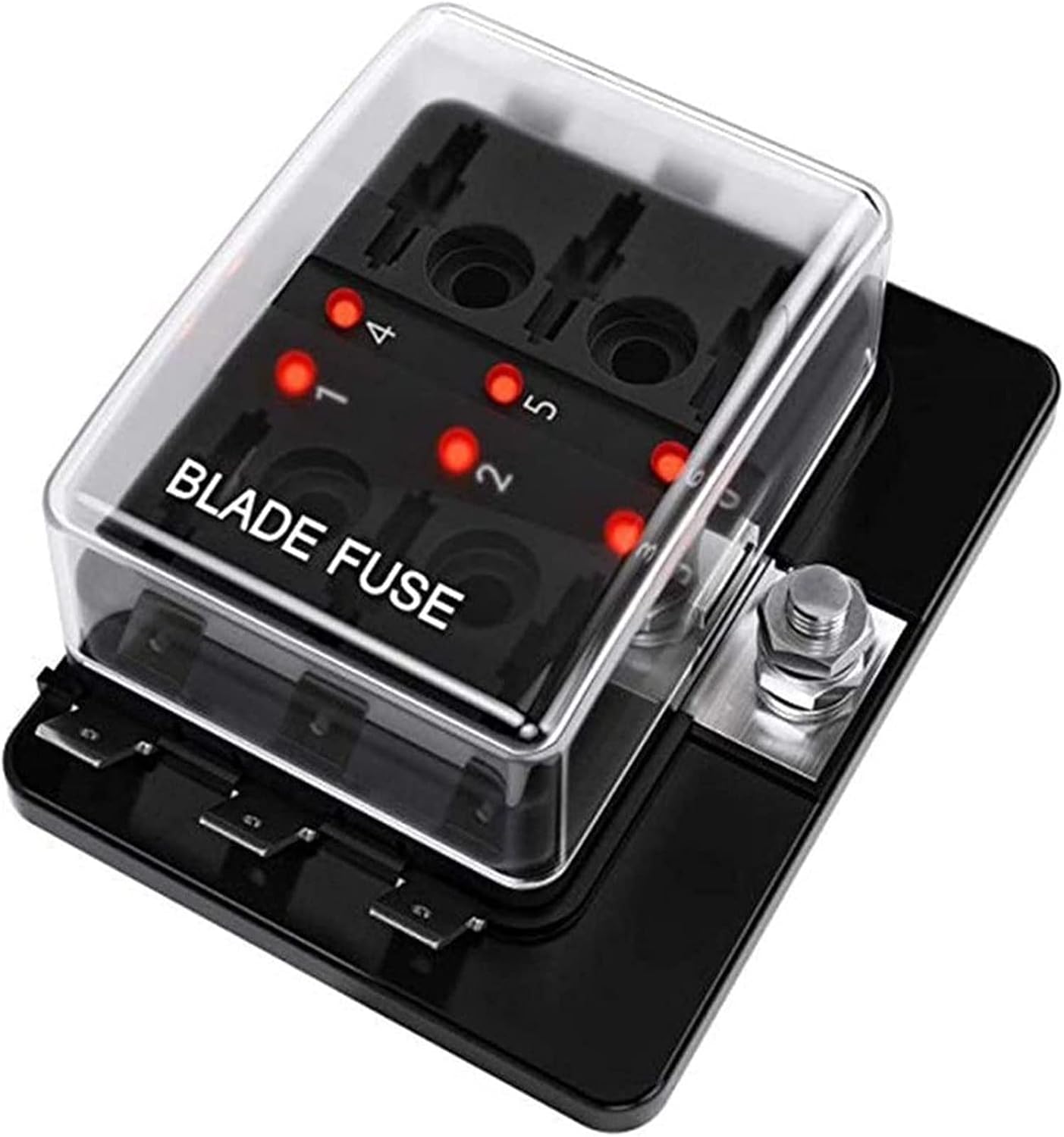 Plastic Cover 6 Ways Blade Fuse Block 12V 32V Fuse Box Holder with LED Indicator Light for Auto Car Marine