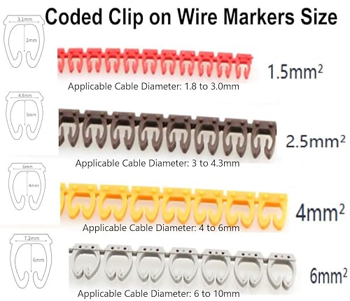 Kodrily Wire Number Tube Cable Marker, 0.2 x 0.2in Colorful Clip on Wire Marker, Digital Number Wire Numbering Marker, Plastic Cable Numbering Marker Tube for Wires Management, 100Pcs