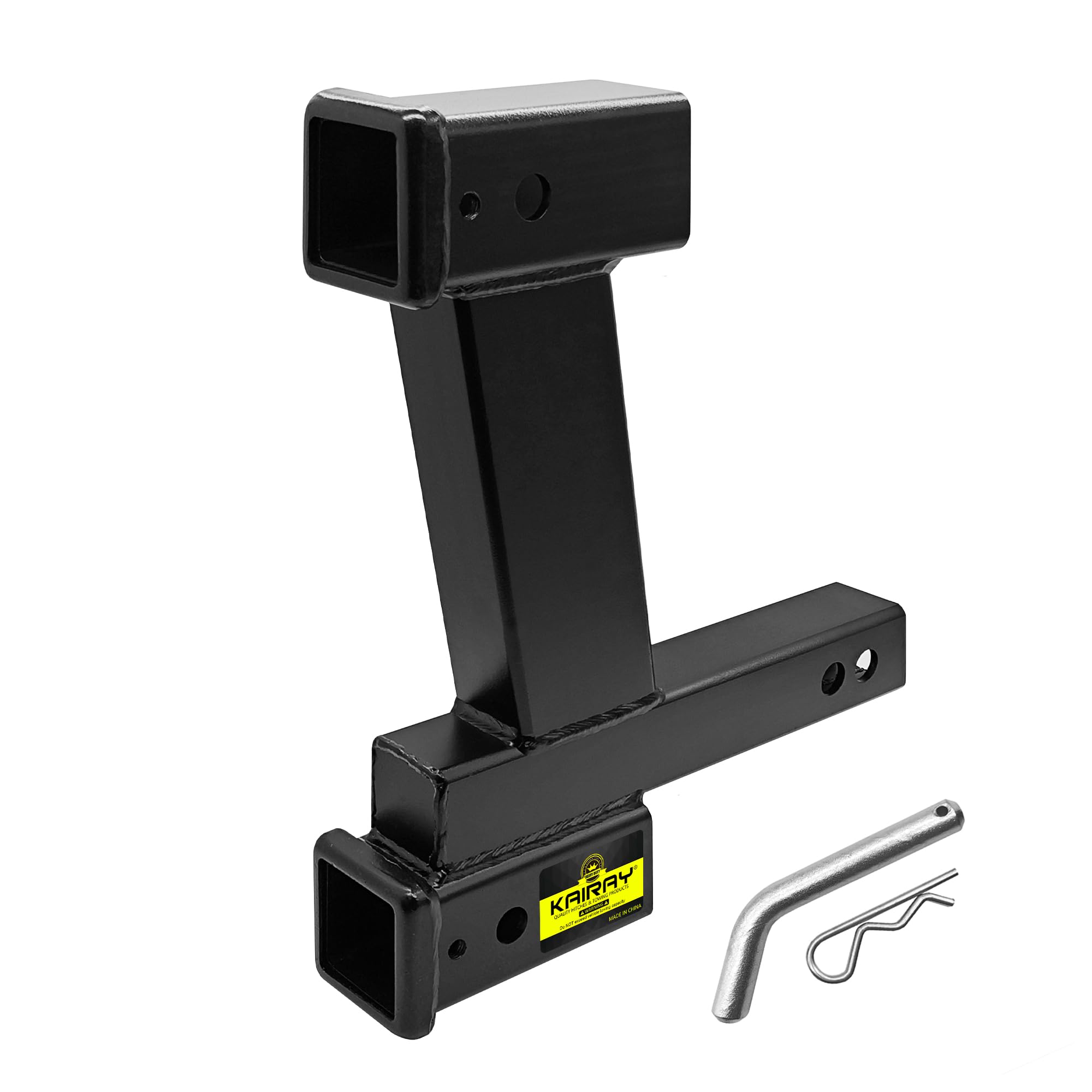 KAIRAY Trailer Dual Hitch Extender Adapter with 2-inch & 10-inch Riser/Drop, fit for 2" Receiver, 2-inch Solid Shank, 10000lbs Towing Capacity