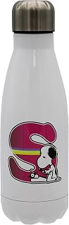 Snoopy - Botella Agua de Acero Inoxidable, Cierre Hermético, con Diseño Letra S Multicolor, 550 ml, Color Blanco, Producto Oficial (CyP Brands)