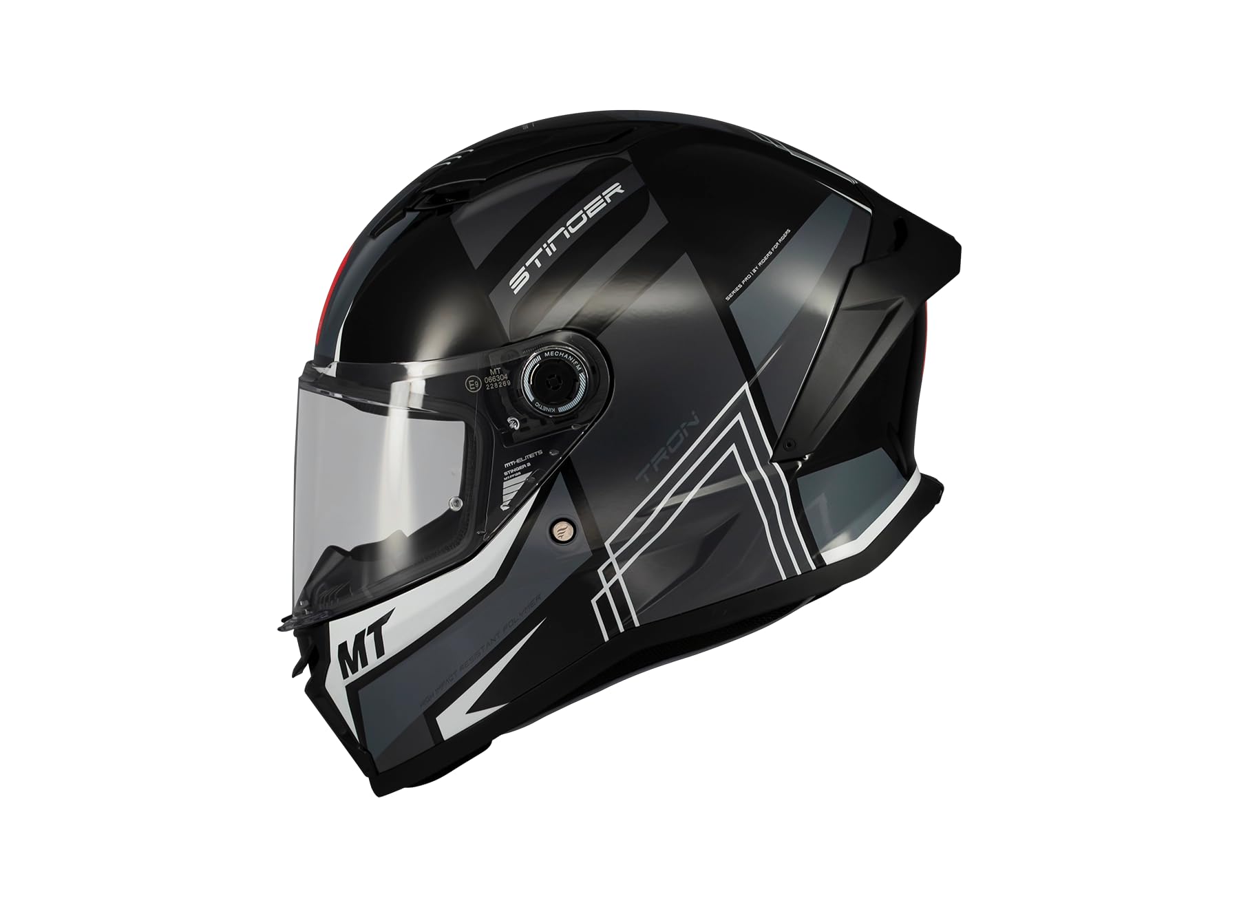 MT Helmets Stinger 2 – Casco Moto Integral Deportivo con Pantalla Antivaho Compatible con Pinlock, Visor Solar Full Vision, Interior Lavable y Calota HIRP | Homologado ECE 22.06 & DOT