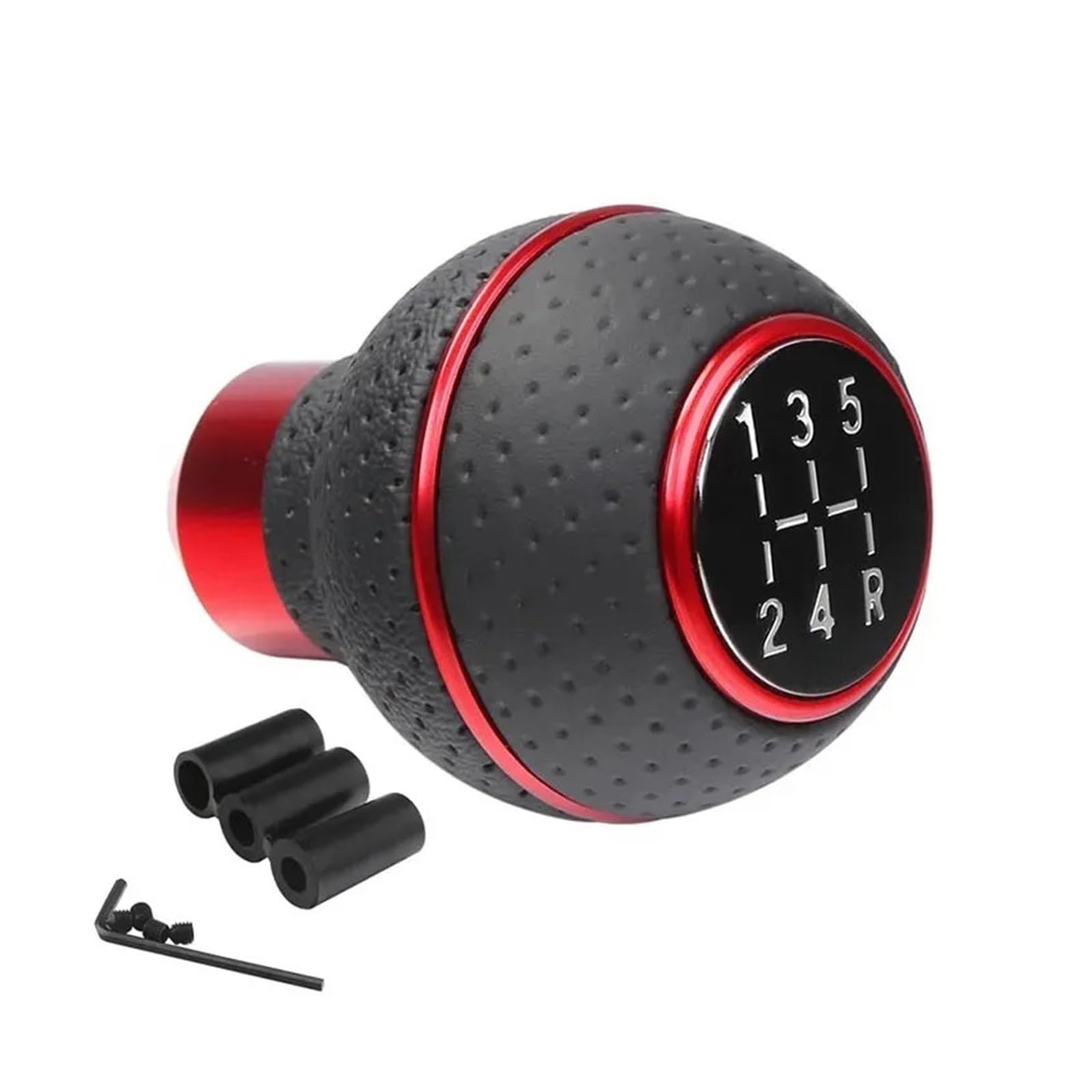 Jxewmtmc 5 Speed Shift Knob Gear Stick Leather Shifter Lever Shifting Transmission Gear Stick Shift Cover(Red Ring)