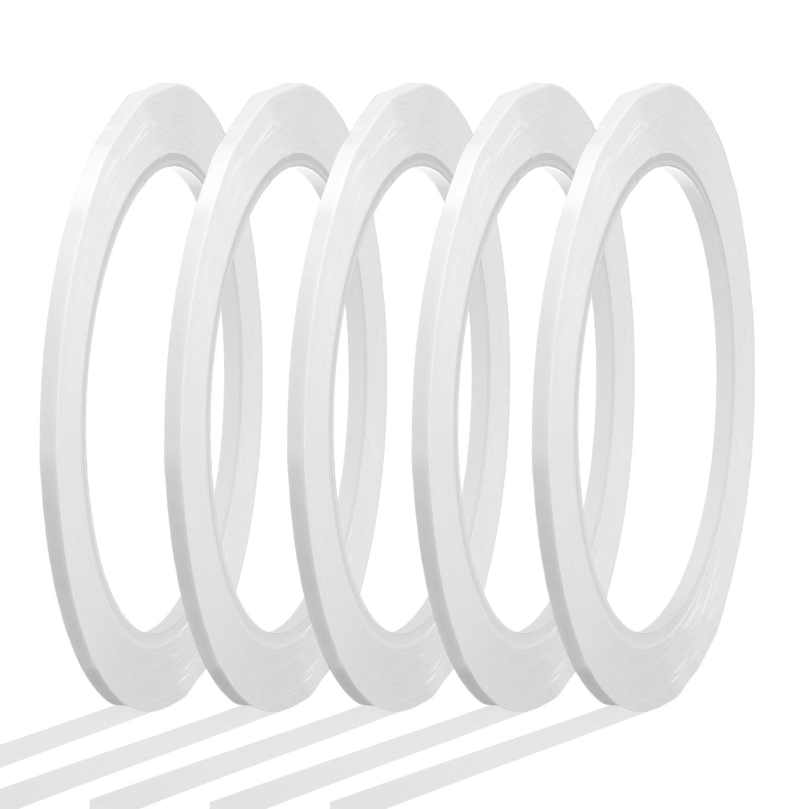 sourcing map Whiteboard Tape 3mm x 66m Pinstripe Graphic Chart Line Grid Marking Tapes for Classroom Office Dry Erase Board Art, White, Pack of 5