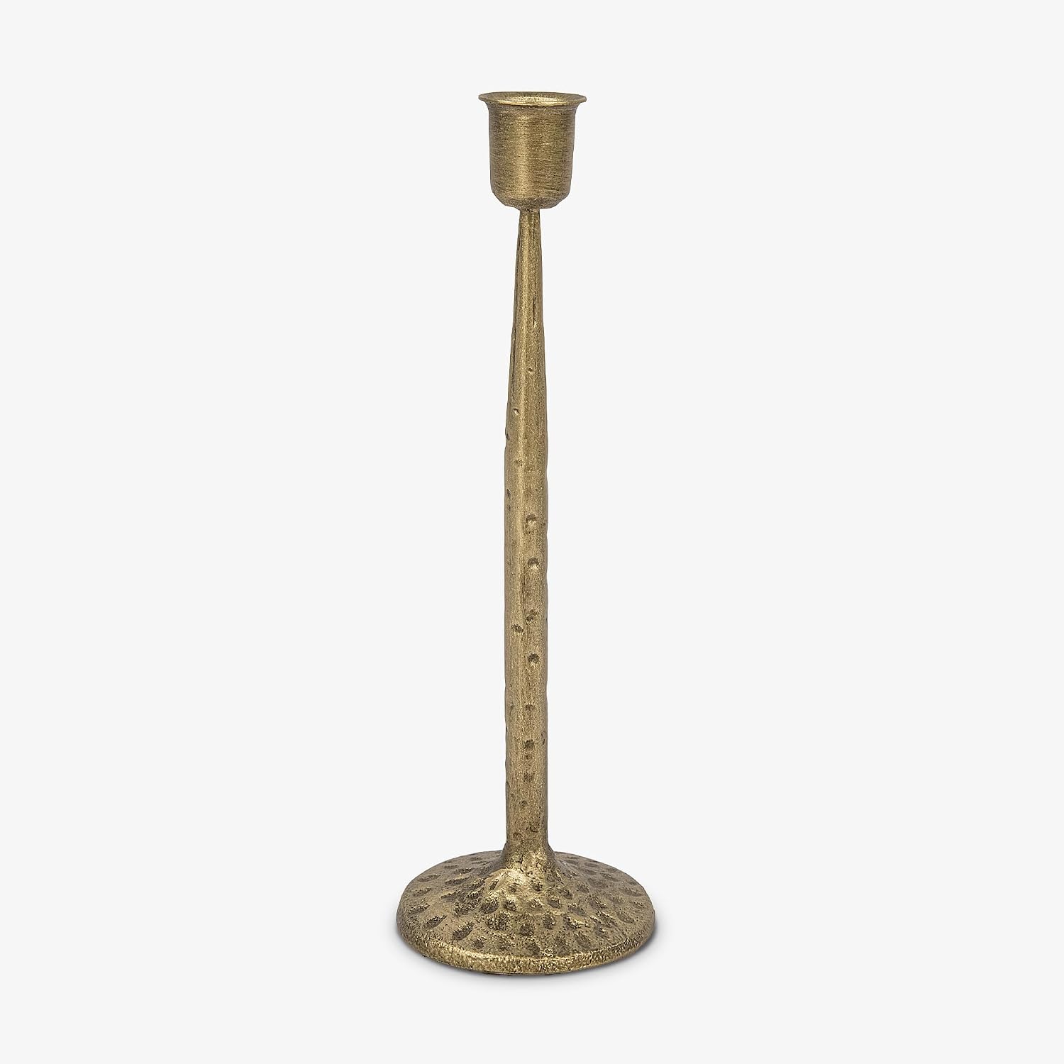 Luminara Wrought Iron Taper Candlestick Holder - Vintage Antique Brass 10.25", Home Decor, Elegant Dining Table Centerpiece for Moving Flame Candles