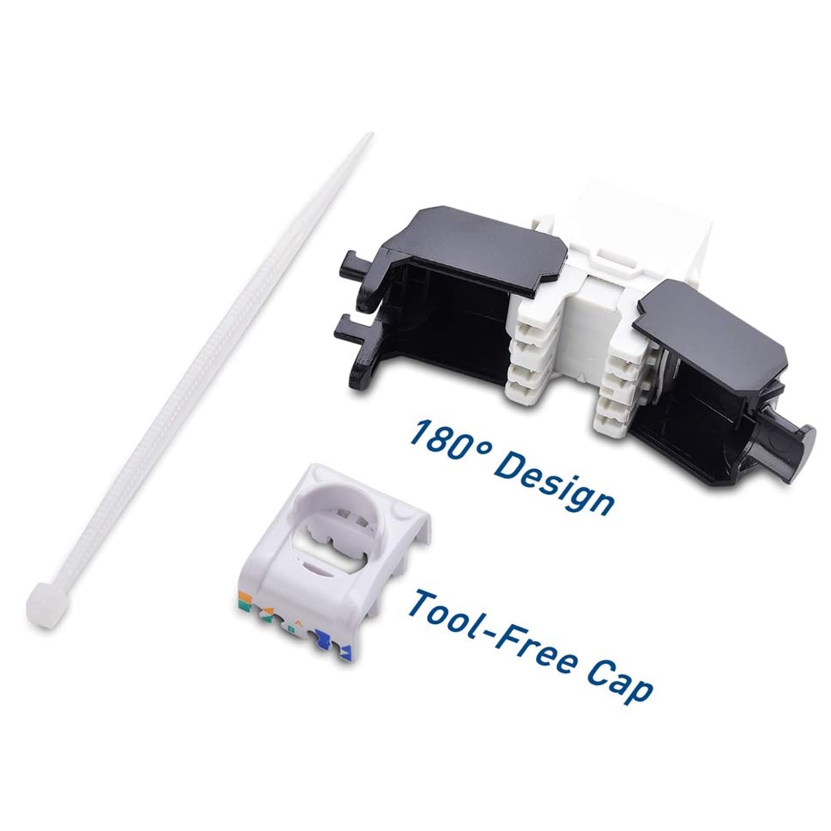 40-pak Cat6A RJ45 gniazdo - kompatybilne z Cat6 -180 stopni, beznarzędziowe -Ethernet gniazdo ścienne -Cat6A łącznik sieciowy