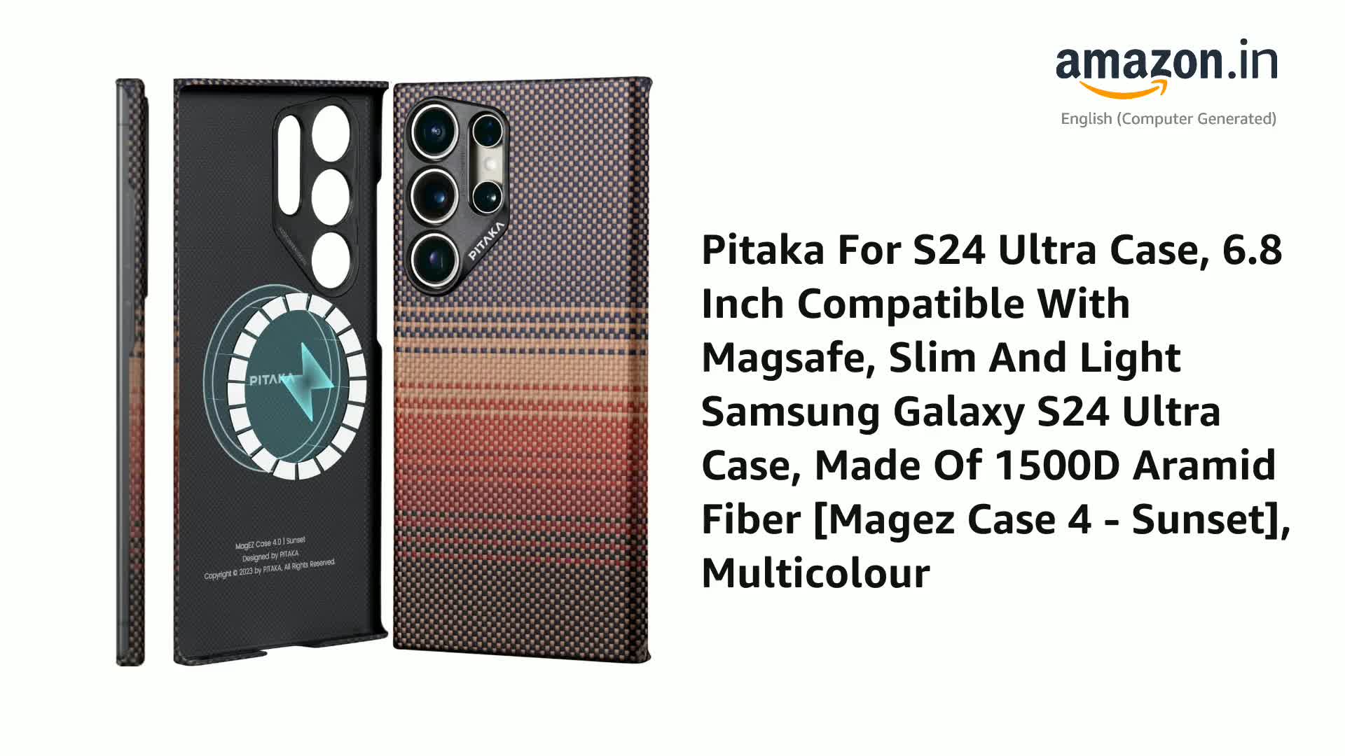 Pitaka MagEZ Case 4 - Sunset for S24 Ultra, 6.8 Inch, Slim and