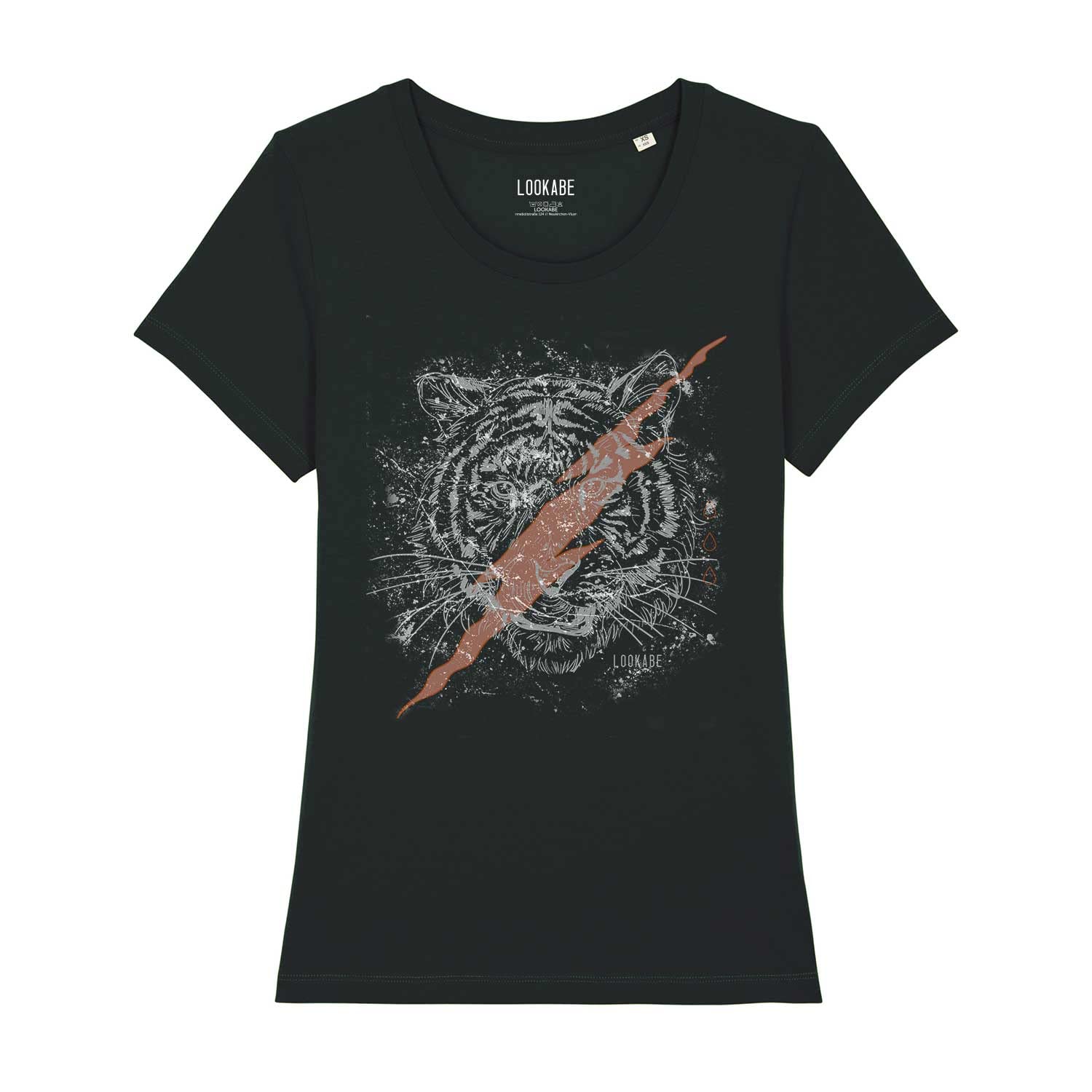 Damski T-Shirt Expresser - Tygrys Vintage - Sportowy styl Street-Style Basic T-Shirt z bawełny organicznej na wiosnę i lato
