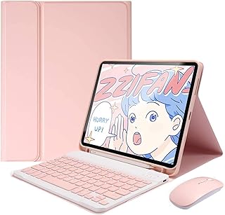 AnMengXinLing Lovely iPad 10.2 Keyboard Case for iPad 9th/8th/7th Generation,iPad 10.2 inch Keyboard case with Pencil Holder and Deatachable Keyboard Mouse (iPad 10.2 9th/8th/7th Gen, Pink)