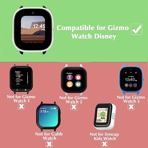 Miniatura 9 de Paquete de 2 fundas protectoras para Verizon Gizmo Watch 3, protector de pantalla de policarbonato duro, protector de pantalla de vidrio templado