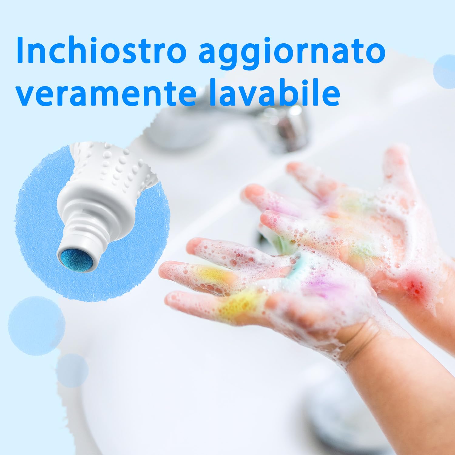Ohuhu Pennarelli per bambini 12 colori super lavabili (40 ml) con libro di attività in bianco di 30 pagine - Penne Bingo a punta tonda di sicurezza non tossica per la scuola dell'infanzia