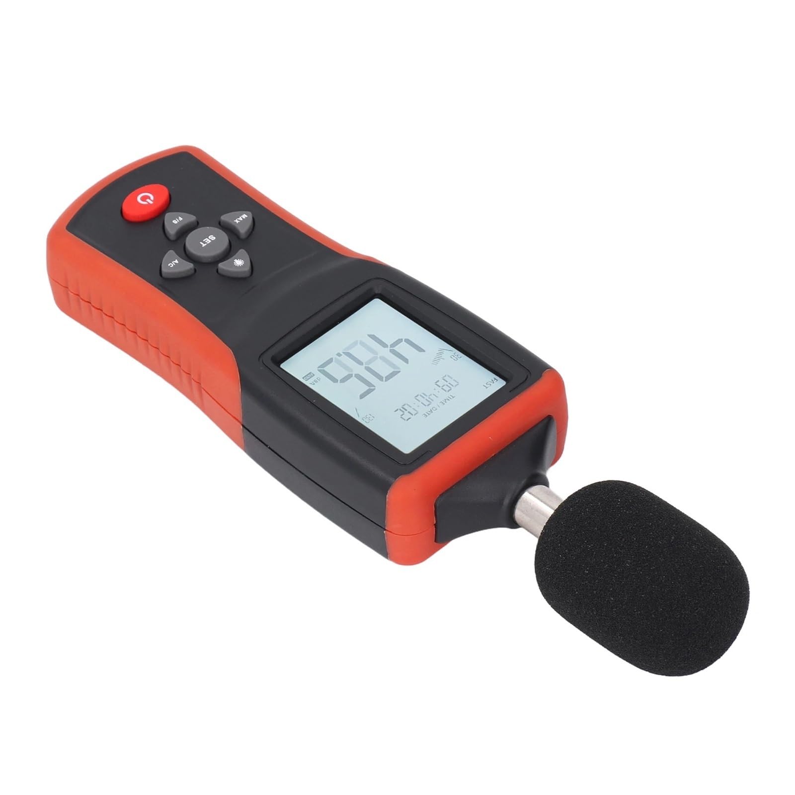 Miernik Decybeli, Decybelomierz z wagą AC, podświetlanym ekranem LCD, przenośny tester poziomu dźwięku, 30-130dB
