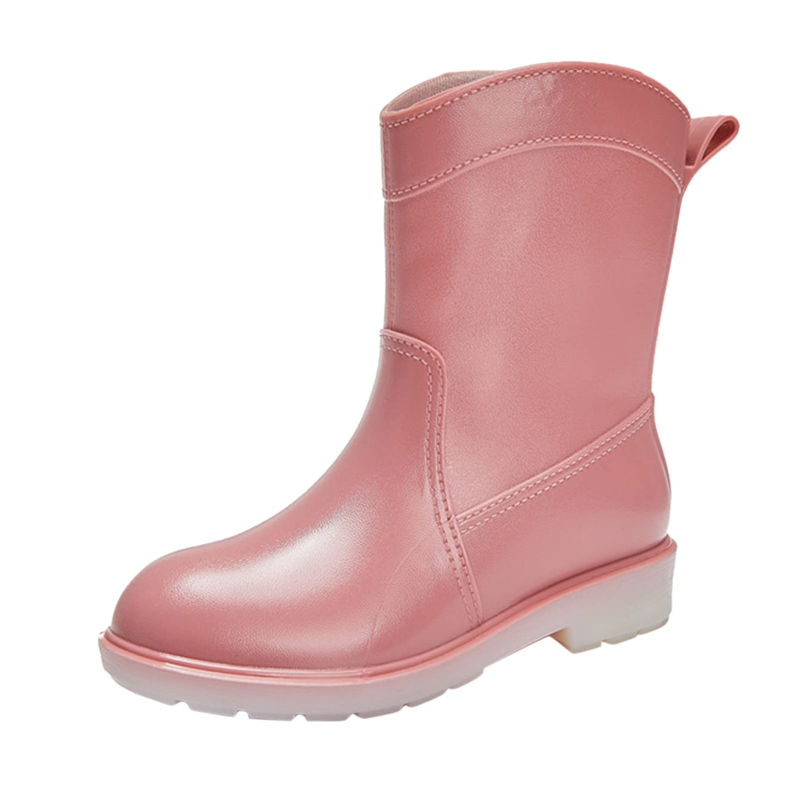 Womens Mid Calf Rain Boots Waterproof Fashion Garden Shoes Anti-slipping Rainboots Comfortable Insole Light Rain Shoes Comfort Car