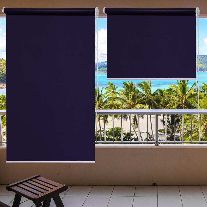 Image of Roller Blinds 300 GSM Polyester Fabric Waterproof & Sun Blockage Corded Roll Up and Down Blinds Curtains for Window, Door, Balcony (Purple Color 3 X 10 Feet, Pack of 1 Piece)