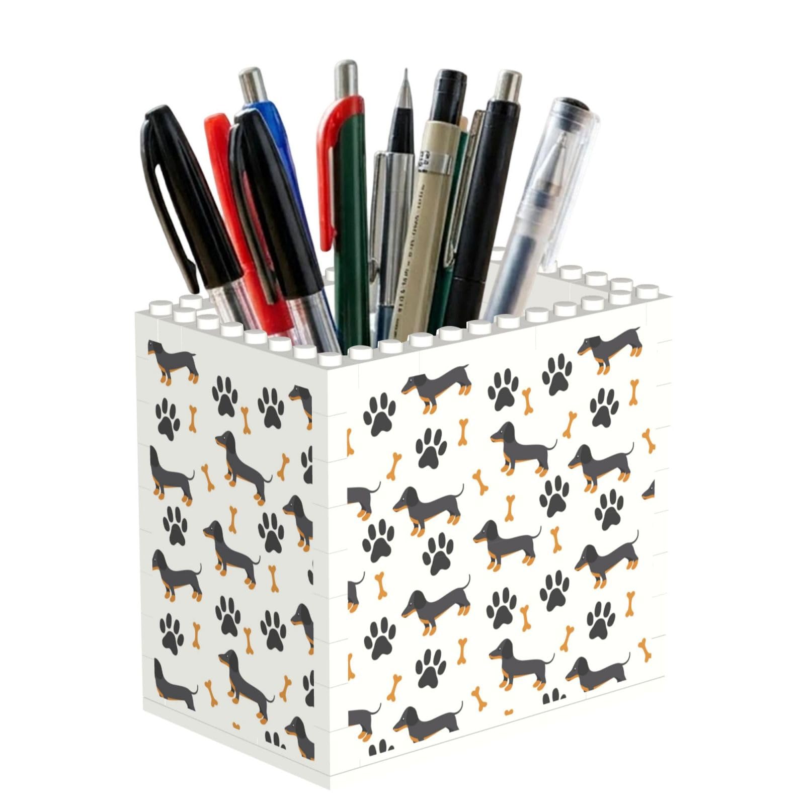 Poadnly Dachshund, Pen Pot Pencil Holder for Office Home School, Compact Desk Organiser for Office Stationery