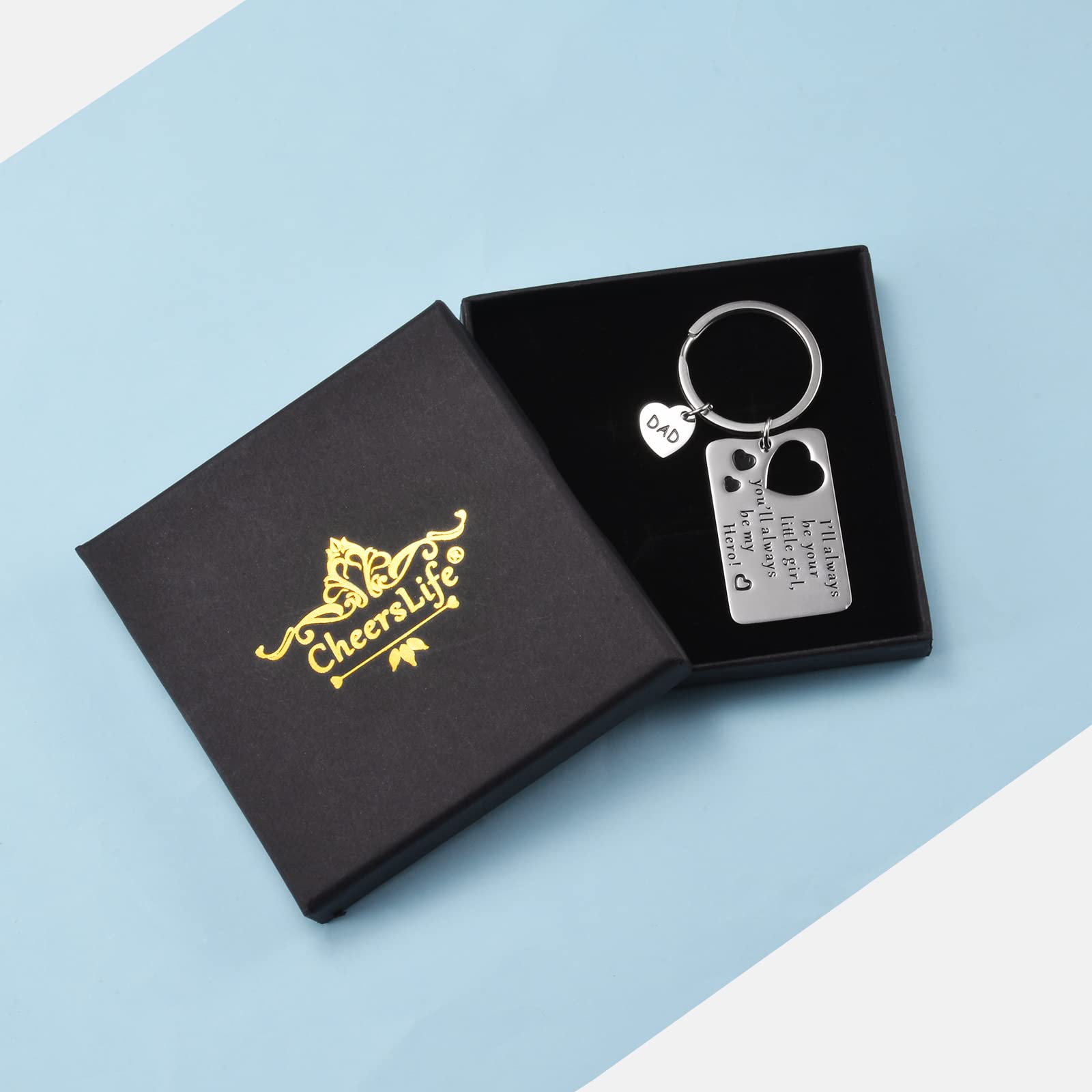 CheersLife Regalo Per La Festa Del Papà,regalo Papa Portachiavi Papà,regalo Di Compleanno Per Uomo Acciaio Inossidabile Portachiavi Con Lettere Informazione Figlia Che Fa Un Regalo a Papà